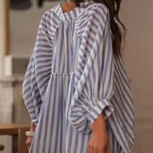 Long-sleeved striped jumpsuit slim casual loose women's shirt tops for women