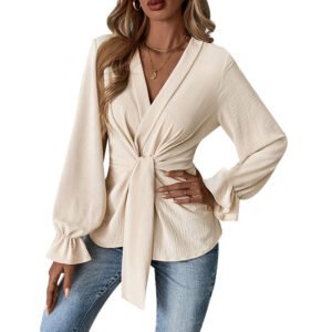 Elegant collar long sleeve autumn shirt top