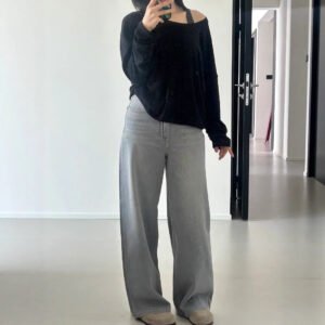 Thin and sexy retro washed old stonewashed new elastic fabric profile jeans for women