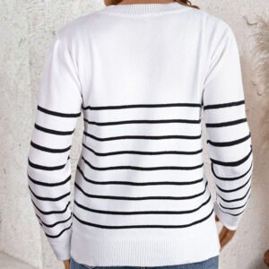 Yangyang Sweater Women's Casual Versatile Striped Round Neck Long Sleeve Sweater