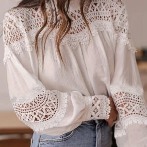 Vacation Crochet Blouse Women's Sexy Hollow Bell Sleeve Lace Shirt Top
