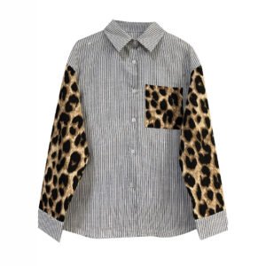 Loose patchwork striped shirt top