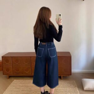 Washed casual warm plus velvet long-staple cotton lyocell fashionable yuppie loose-leg cropped pants