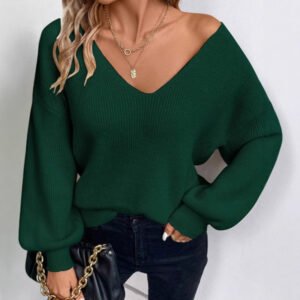 Women's Collar Solid Color Sweater Autumn Long Sleeve Casual Loose Bow Top for Women
